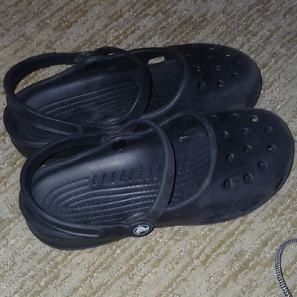Womens Crocs Mary Jane Clogs Black Rubber Sz: 9